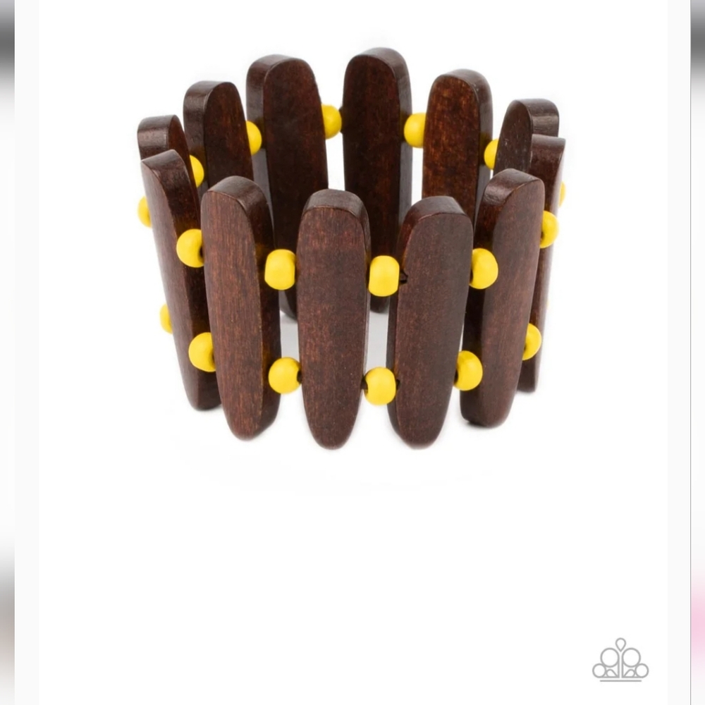 Coronado Cabana Yellow Bracelet Wooden Fashion Jewelry Paparazzi